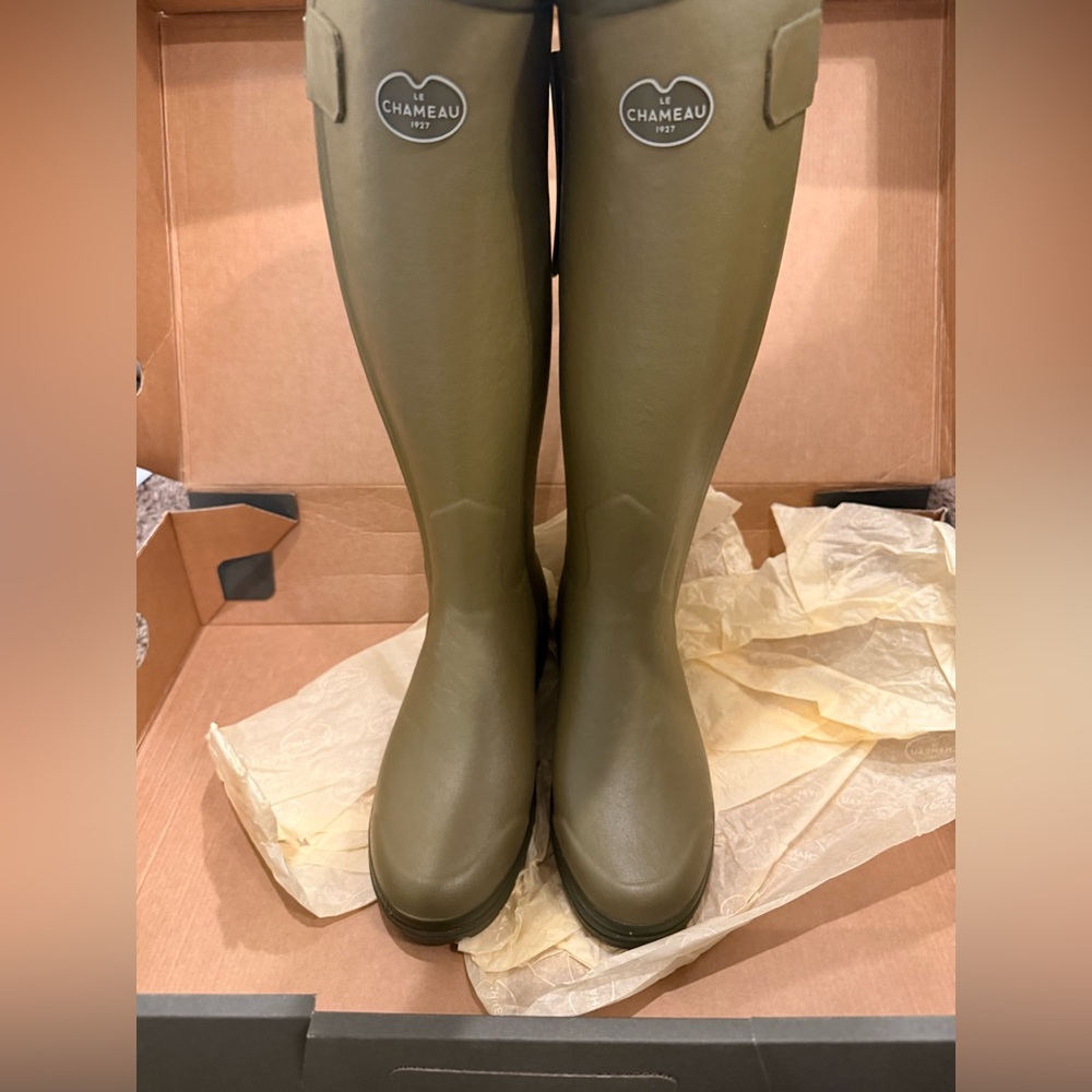Le Chameau Women’s Olive Green Tall Waterproof Rain Boots